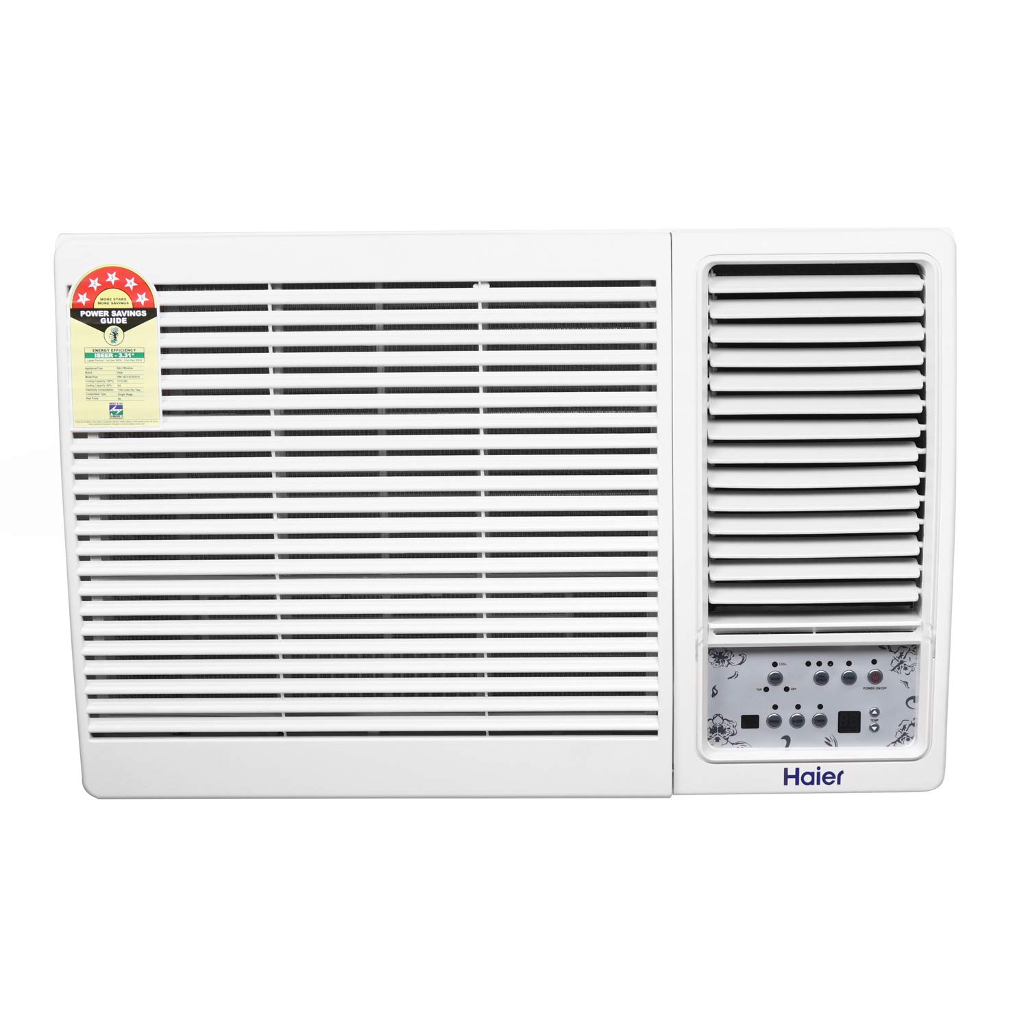 Windows AC: Economical and easy to install
Capacity: 1.5 Ton. Suitable for medium sized rooms (111 to 150 sq ft)
Energy Rating: 5 Star. Best in class efficiency. Annual Energy Consumption: 1154.73 units. ISEER Value: 3.31 (Please refer energy label on product page or contact brand for more details)
Manufacturer Warranty : 1 year on product, 5 years on condenser, 5 years on compressor
Copper Condenser Coil: Better cooling and requires low maintenance
Special Features: Dust_Filter
Refrigerant gas: R22
Included in the box: AC Unit, Remote Control, User manual, Warranty Card
