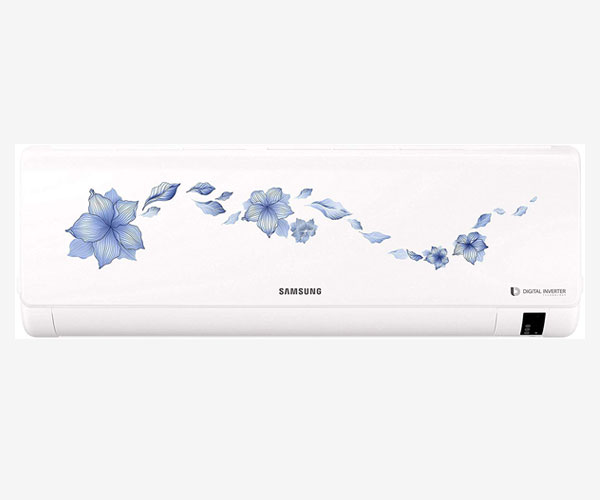 Split AC with inverter compressor: Variable speed compressor which adjusts power depending on heat load. It is most energy efficient and has lowest-noise operation
Capacity: 1 Ton. Suitable for small sized rooms (< = 110 sq ft)
Energy Rating: 3 Star. ISEER Value: 3.61 (Please refer energy label on product page or contact brand for more details)
Manufacturer Warranty : 10 years on compressor; 5 years on condenser
Alloy Condenser Coil : Affordable compared to copper condenser coil
Refrigerant gas: R410A. No ozone depletion potential
Included in the box: Indoor Unit, Outdoor Unit, Remote Control, User manual, Warranty Card,Connecting Pipes

Brand	Samsung
Model	AR12NV3HLTR
Energy Efficiency	3 Star Rating
Capacity	1 tons
Noise Level	109 dB
Installation Type	Split
Special Features	Inverter
Colour	Star Flower White
Control Console	Remote Control
Voltage	240 Volts
Material	Alloy
Included Components	1 Indoor Unit, 1 Outdoor Unit, Inter Connecting Pipe, 1 Remote, 3 Manuals, 1 Warranty Card