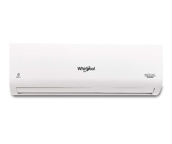 Split AC with inverter compressor: Variable speed compressor which adjusts power depending on heat load. It is most energy efficient and has lowest-noise operation
Capacity: 1.5 Ton. Suitable for medium sized rooms (111 to 150 sq ft)
Energy Rating: 3 Star. Annual Energy Consumption: 1050.99 units. ISEER Value: 3.7 (Please refer energy label on product page or contact brand for more details)
Manufacturer Warranty : 1 year on product, 1 year on condenser, 10 years on compressor
Copper Condenser Coil: Better cooling and requires low maintenance
Special Features: Cools Even at 52 Deg Celsius;Intellisense Inverter Technology; Turbo cool;Dehumidifier
Refrigerant gas: R410A. No ozone depletion potential
Included in the box: Indoor Unit, Outdoor Unit, Remote Control, User manual, Warranty Card,Connecting Pipes

Brand	Whirlpool
Model	1.5T MagiCool 3S COPR
Energy Efficiency	3 Star Rating
Capacity	1.5 tons
Installation Type	Split
Special Features	Inverter, dehumidifier
Colour	White
Control Console	Remote Control
Voltage	230 Volts
Material	Plastic
Included Components	1 Indoor Unit, 1 Outdoor Unit, 1 User Manual, 1 Remote, Installation Pipe and Wire